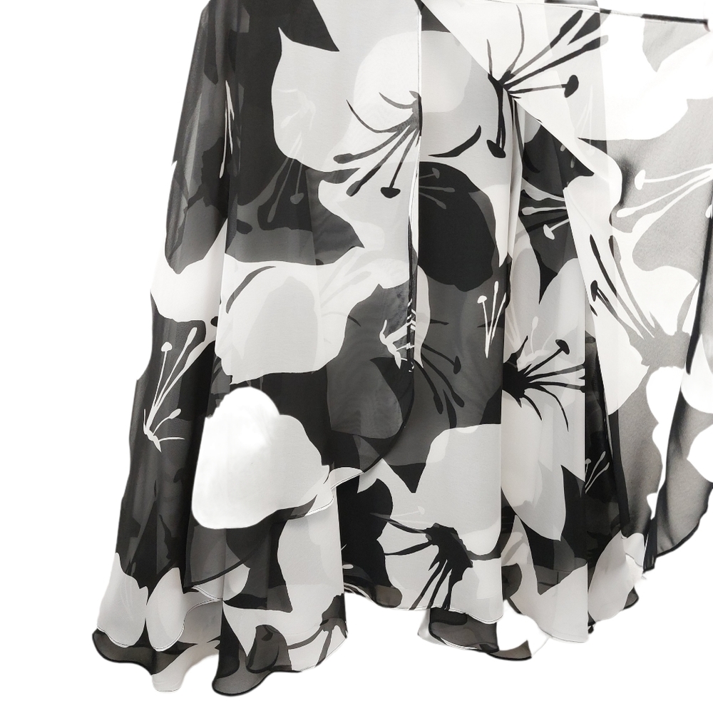 WHBM Layered Chiffon Floral Pleated Flare Dress - Picture 8 of 13